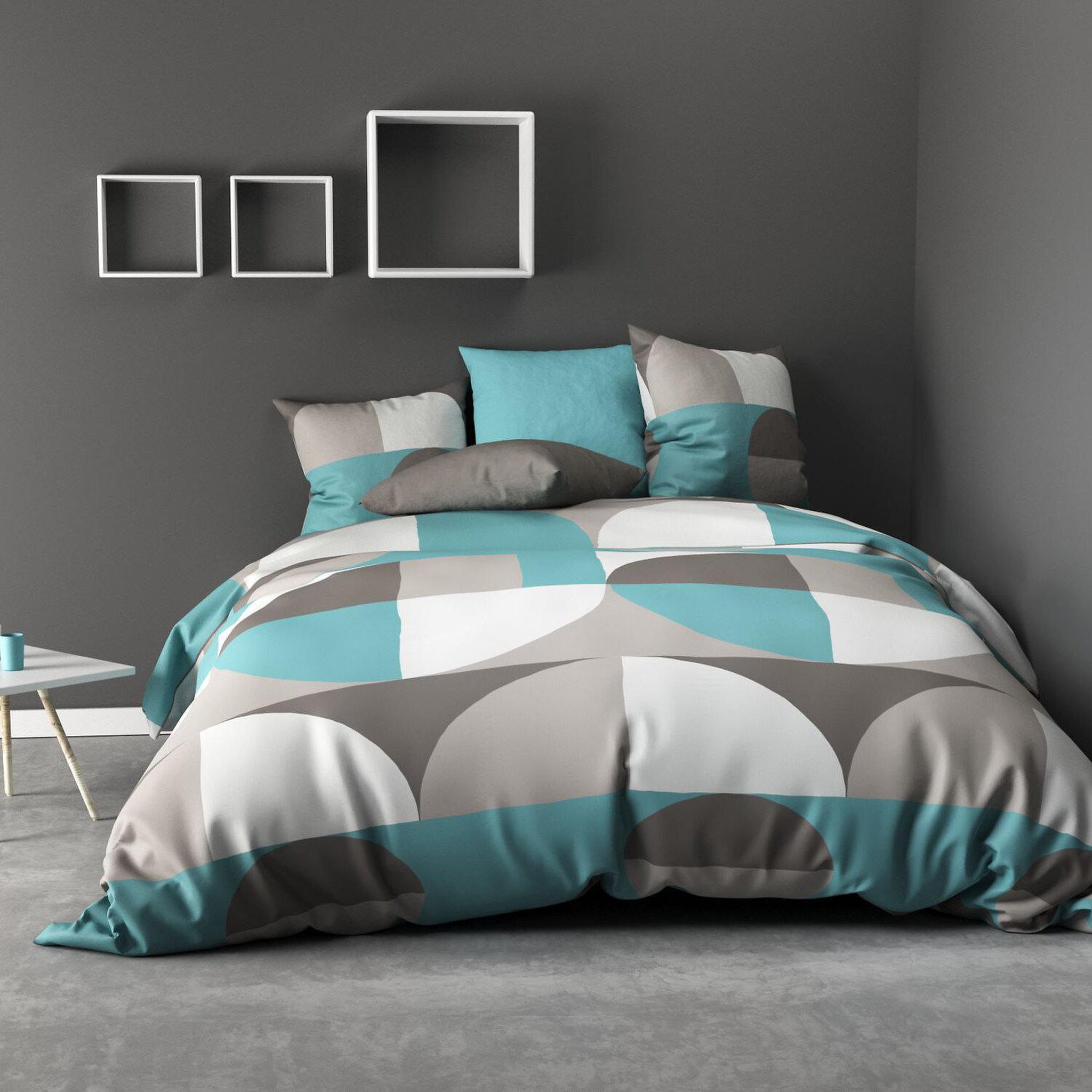 Voir la diapositive 1 : Les Ateliers du Linge Parure housse de couette 100%polyester knavy