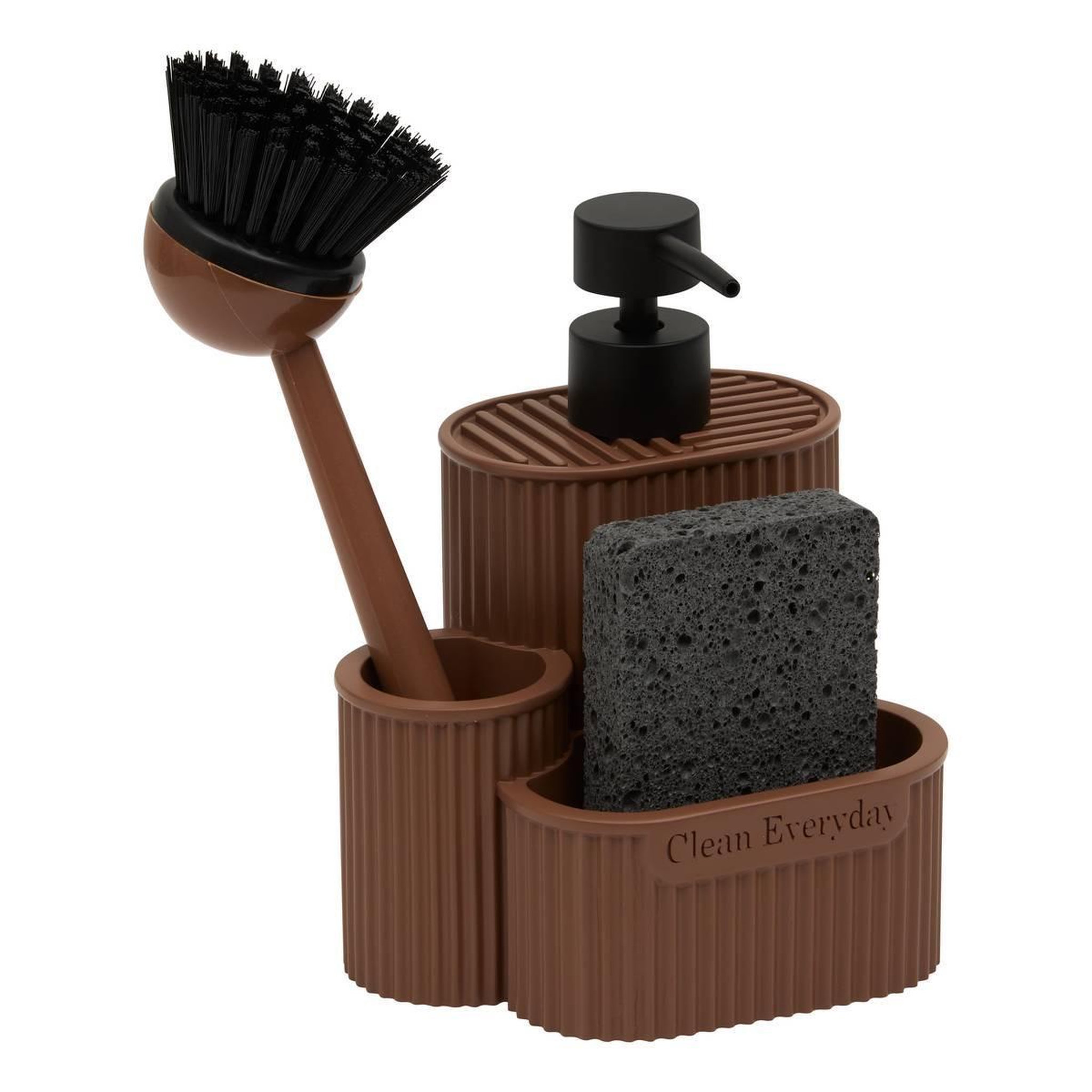 FIVE Set distributeur de savon  terra  17cm marron