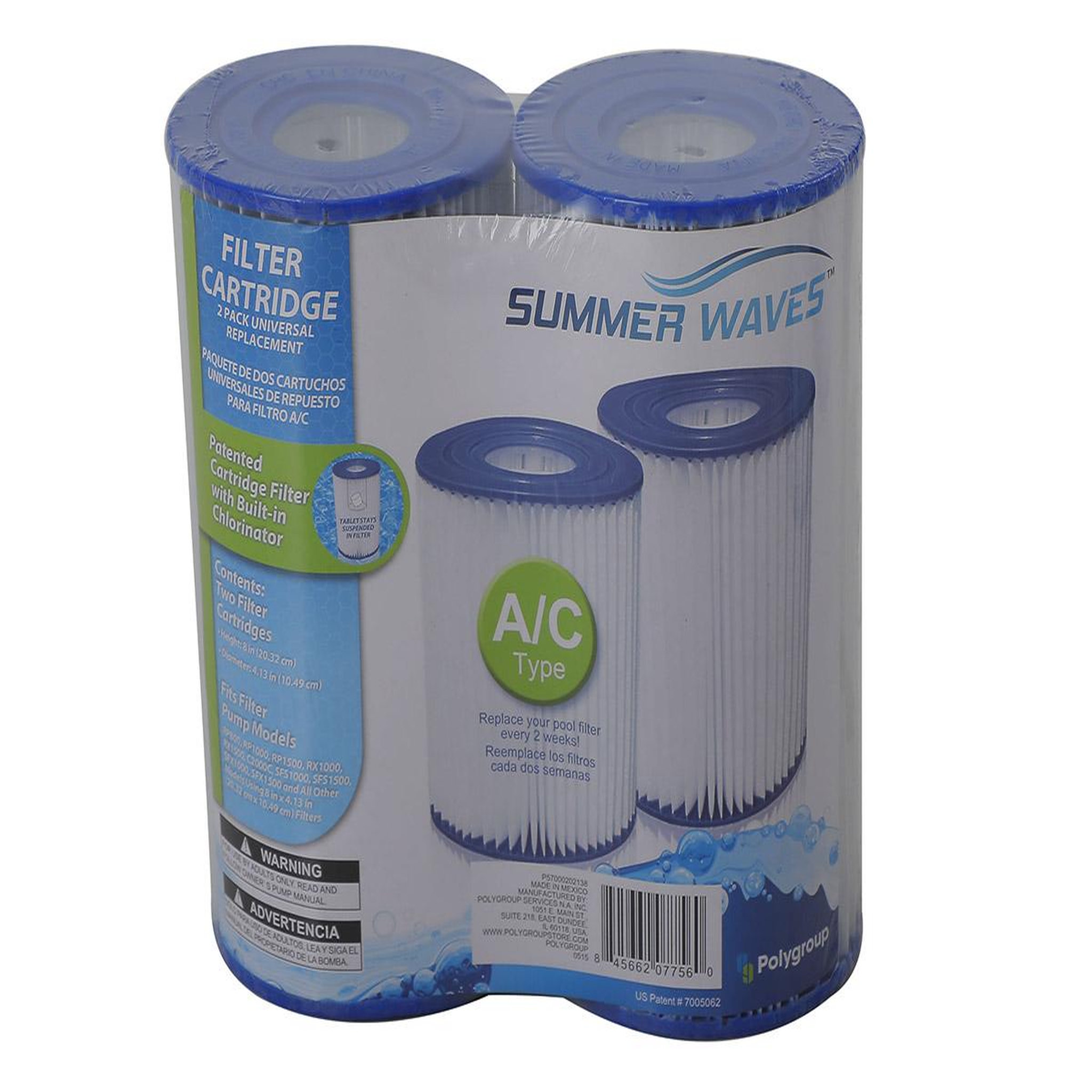 Voir la diapositive 3 : SUMMER WAVES Lot de 2 cartouches de filtration A/C - Summer Waves