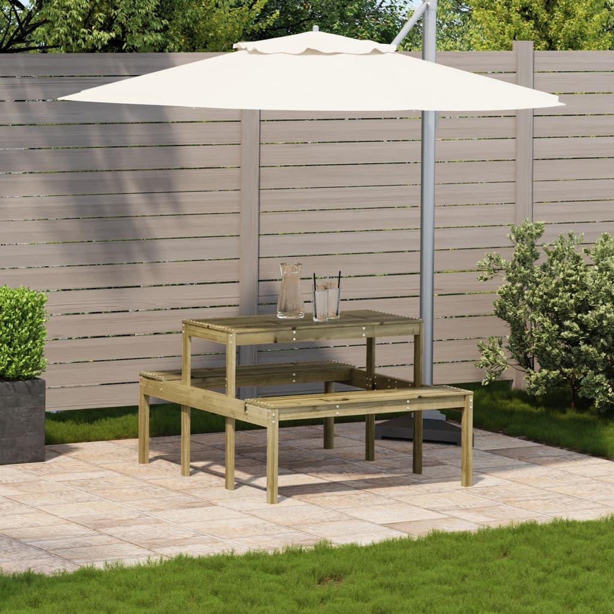 Voir la diapositive 3 : VIDAXL Table de pique-nique 110x134x75 cm bois de pin impregne