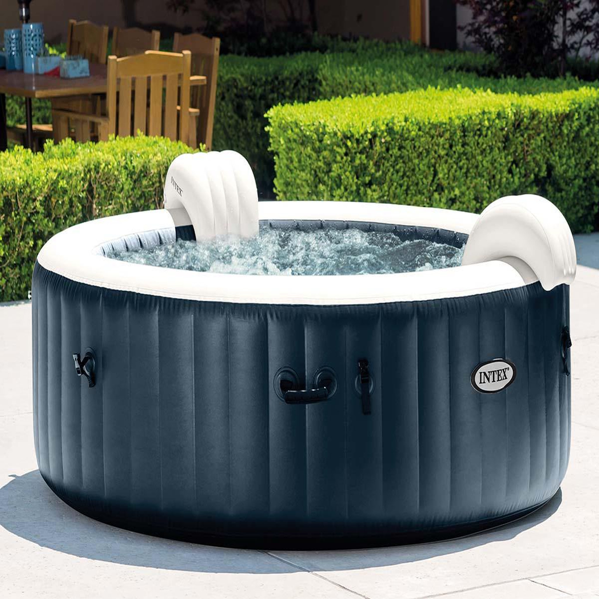 Voir la diapositive 2 : INTEX Spa gonflable purespa blue navy rond bulles 6 places - intex