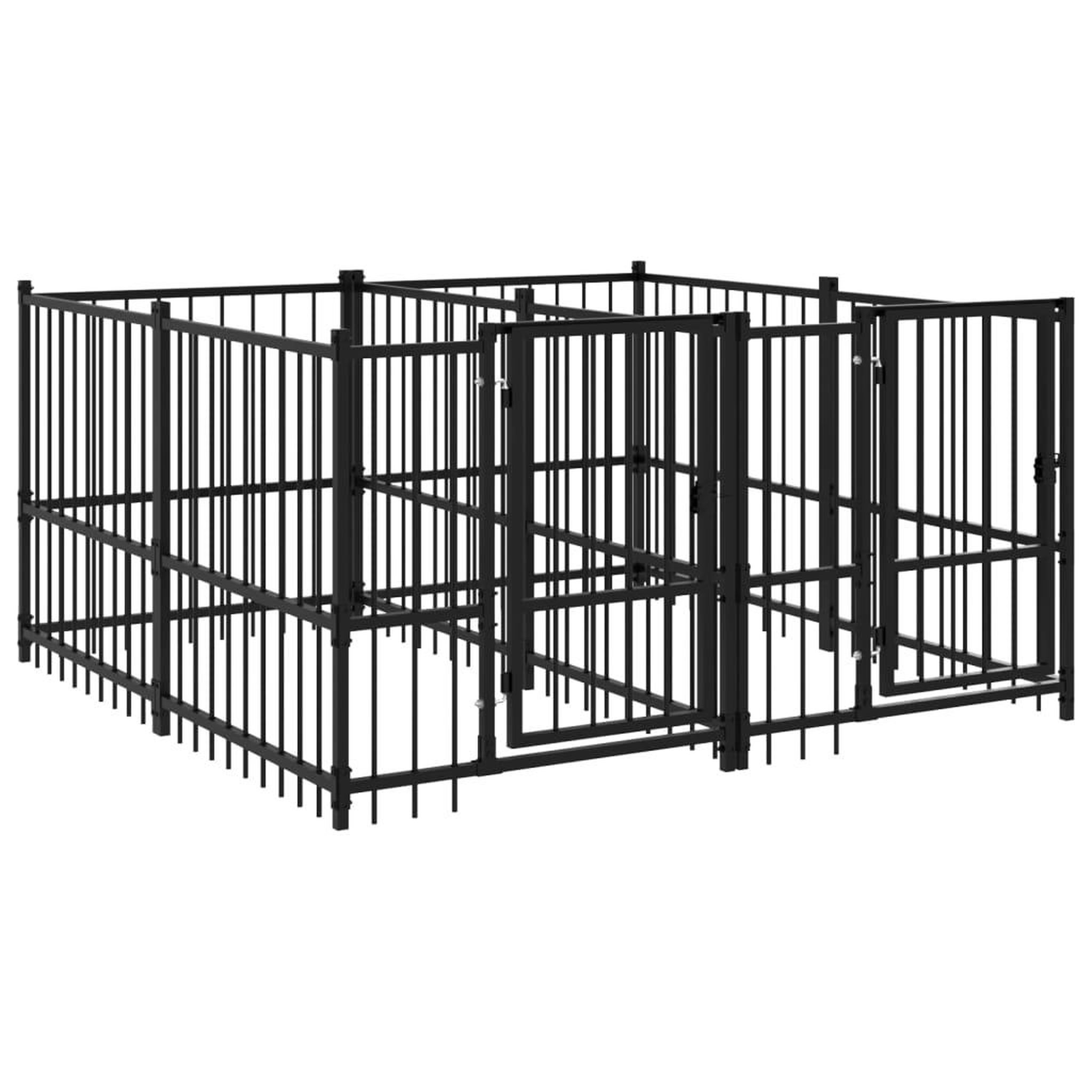 Voir la diapositive 2 : VIDAXL Chenil d'exterieur pour chiens Acier 3,75 m²