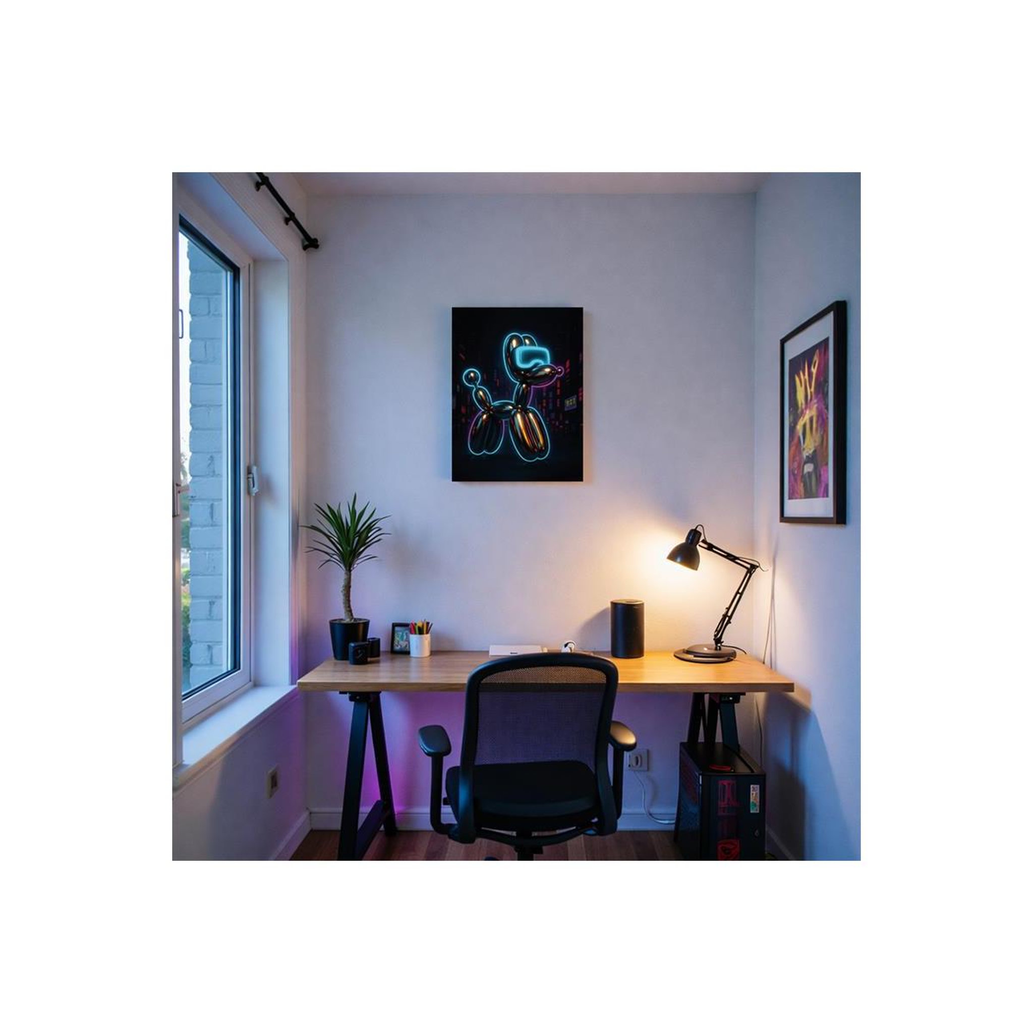 Voir la diapositive 3 : The Home Deco Factory Tableau led  ballon dog  30x40cm multicolore