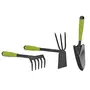 iTools Kit 3 outils de jardin en acier renforcé Manche plastique Serfouette Transplantoir Rateau ITOOLS