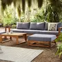 SWEEEK Salon de jardin en bois 5 places - Mendoza - Canapé, fauteuils et table basse en acacia, 6 éléments modulables, design