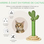 Voir la diapositive 4 : PAWHUT Griffoir chat design cactus - jouet pompon suspendu, jouet boules - bois de pin sisal vert