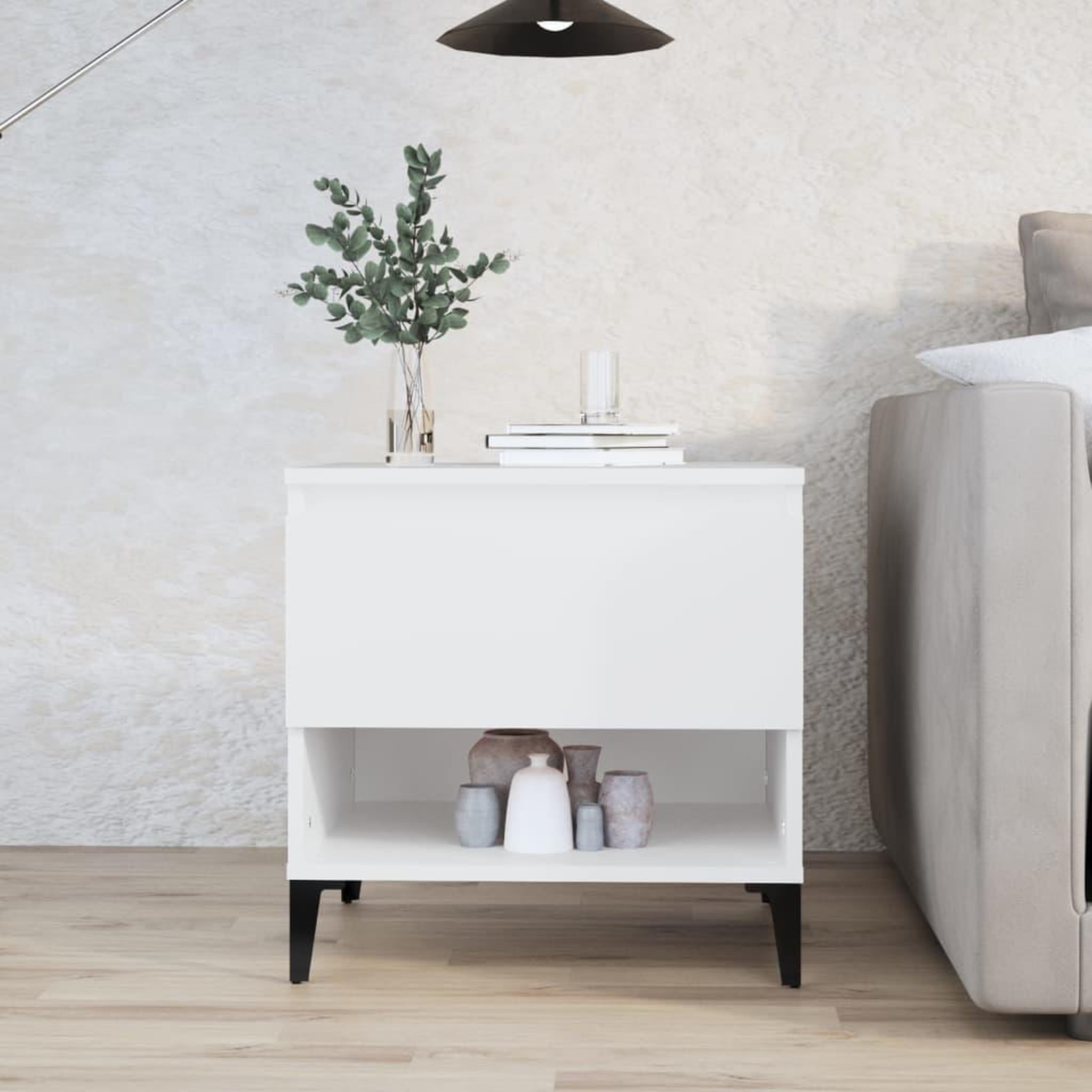 Voir la diapositive 1 : VIDAXL Table d'appoint Blanc 50x46x50 cm Bois d'ingenierie