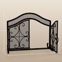 Voir la diapositive 3 : HOMCOM Pare-feu cheminée poêle style fer forgé - pare-étincelles 2 portes - dim. 105L x 40l x 80H cm - acier métal noir