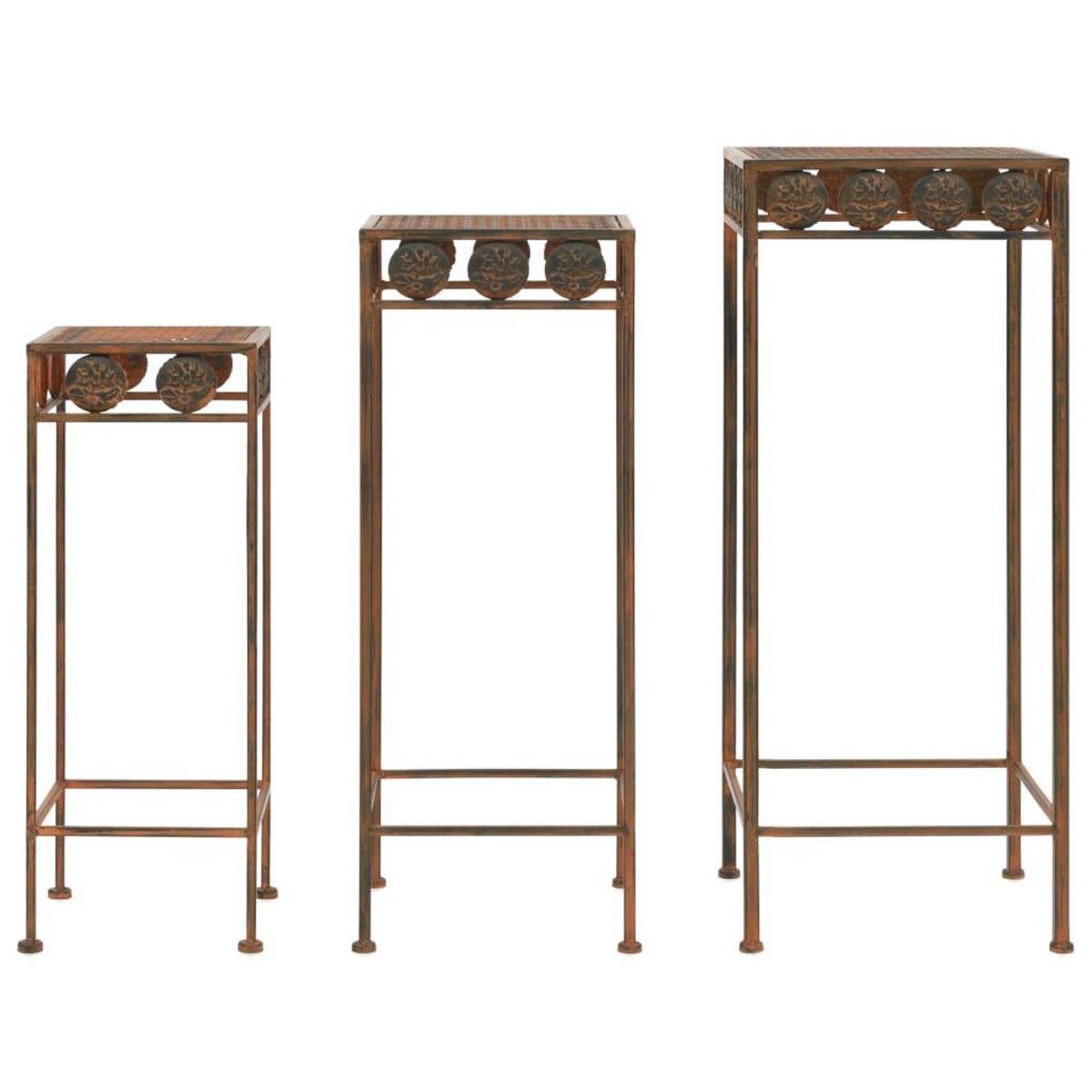 VIDAXL Set de supports de plantes 3 pcs Style vintage Metal rouille