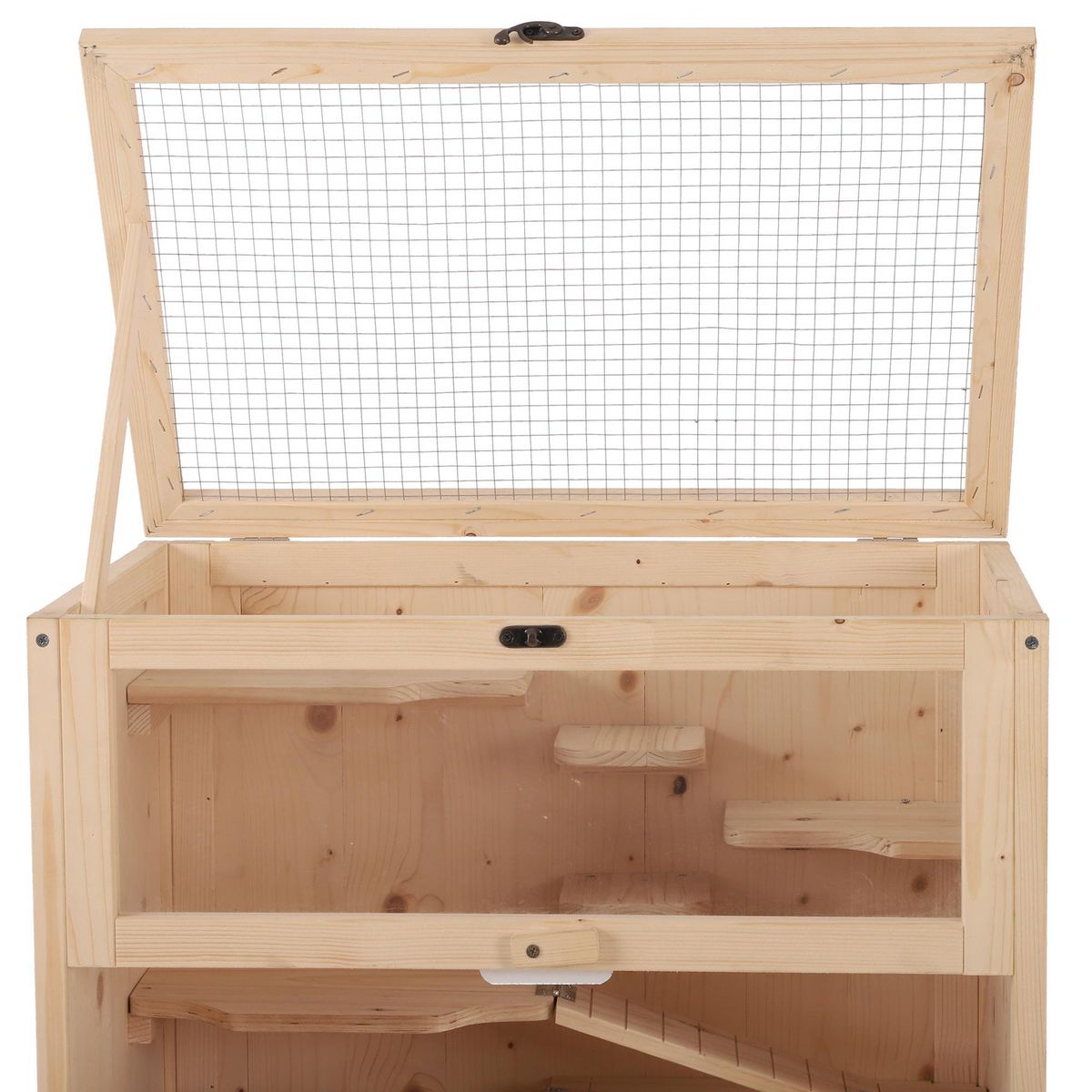 PAWHUT Cage pour hamsters souris petits rongeurs multi-niveaux 5 étages 10 plateformes bois de pin 60 x 40 x 120 cm
