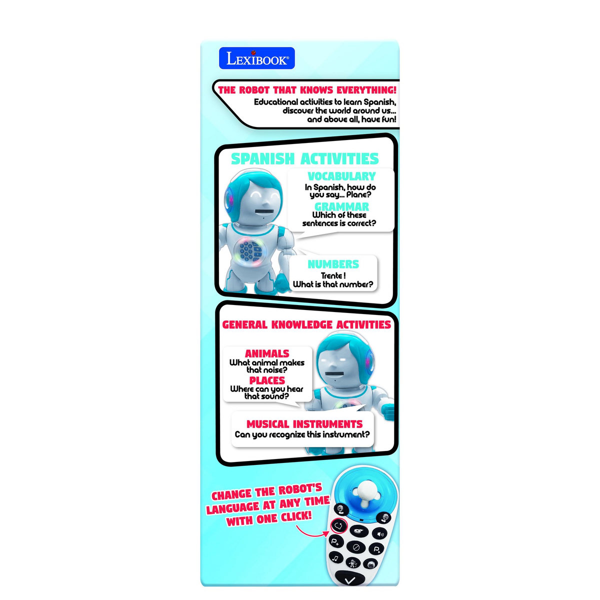 Lexibook POWERMAN KID Mon Robot Ludo-Educatif Bilingue (Anglais)