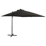 VIDAXL Parasol de jardin en porte-a-faux et mat et lumieres LED noir