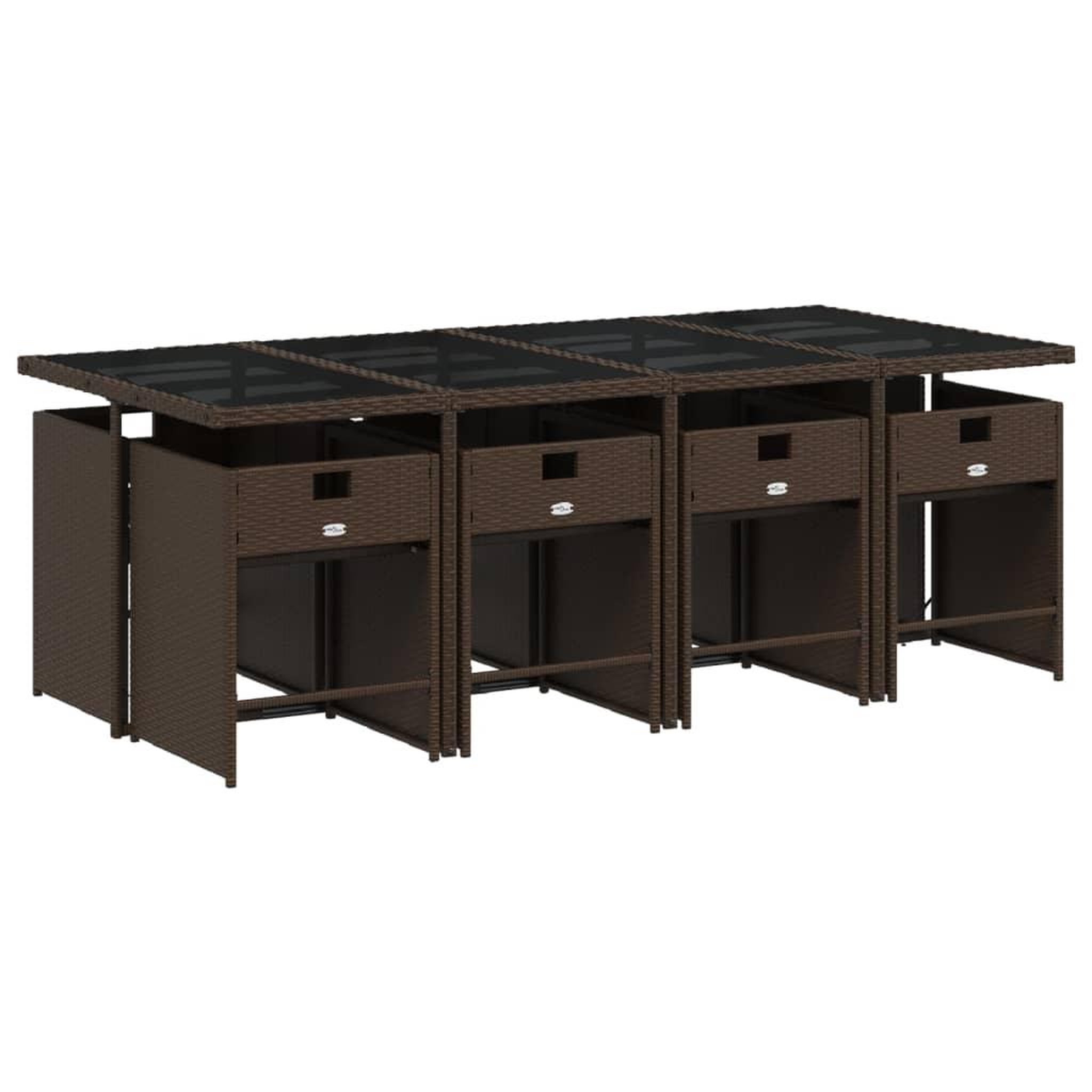 Voir la diapositive 3 : VIDAXL Ensemble a manger de jardin et coussins 9 pcs marron poly rotin