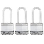 Master lock Cadenas Haute Sécurité [A Clé] [Acier Laminé] [Extérieur] [Anse L] [Pack de 3] M1EURTRILH