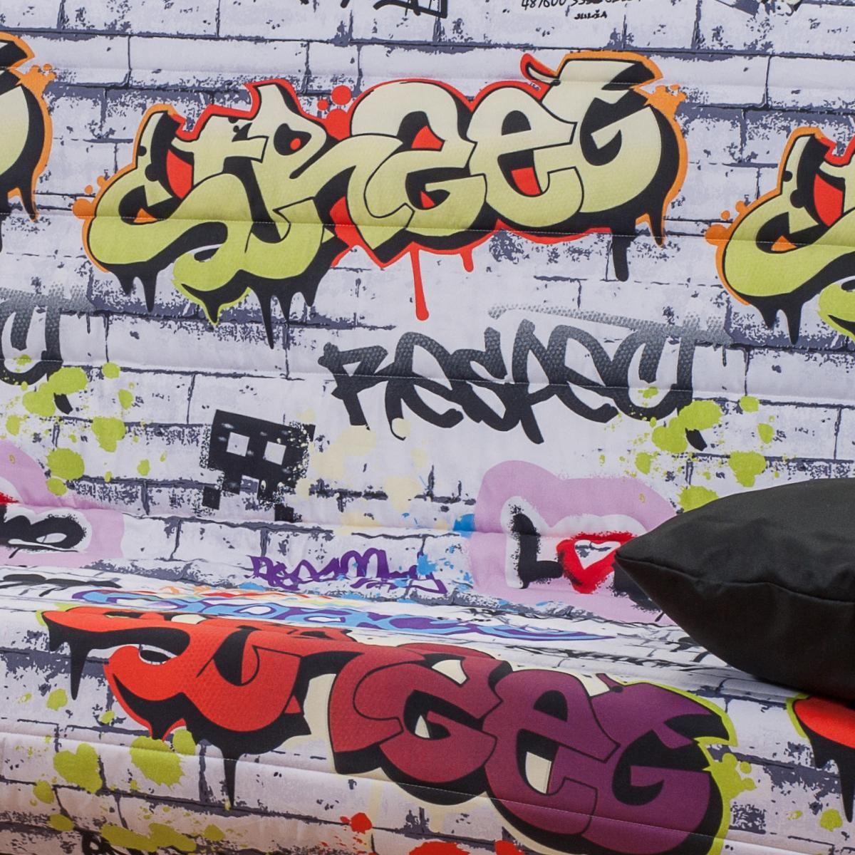 Banquette CLIC CLAC GRAFFITIS matelas 12 cm mousse ferme 25 kg/m3