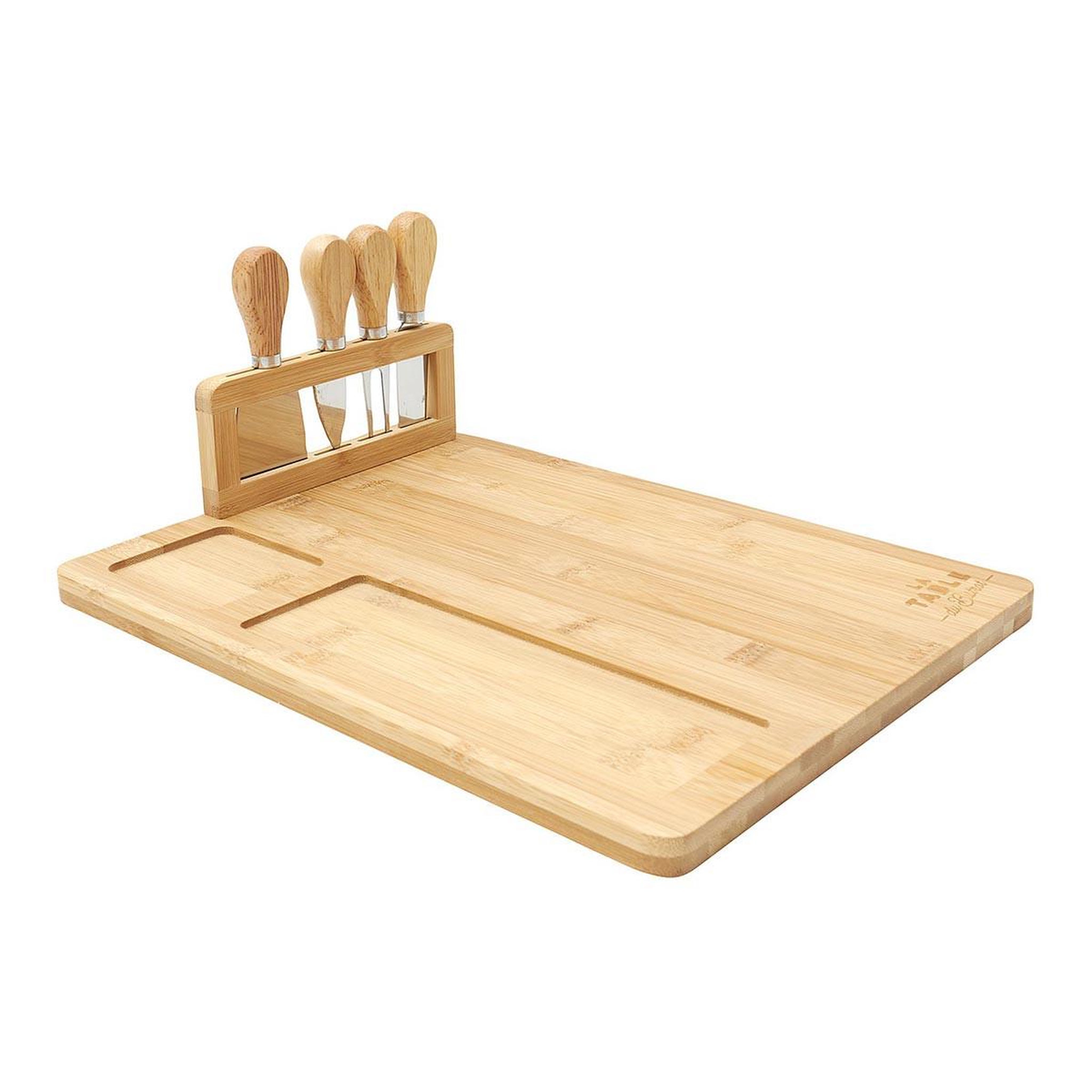 COOK CONCEPT Planche à fromage en bambou  4 couteaux  36cm naturel