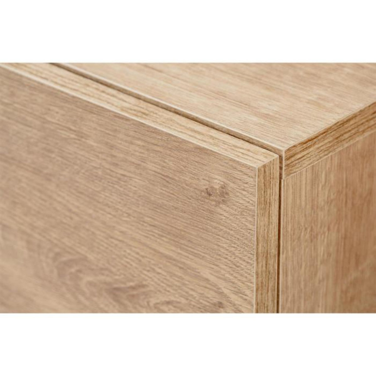 Paris Prix Meuble de Rangement Bas Rainuré  Aron  132cm Naturel & Noir