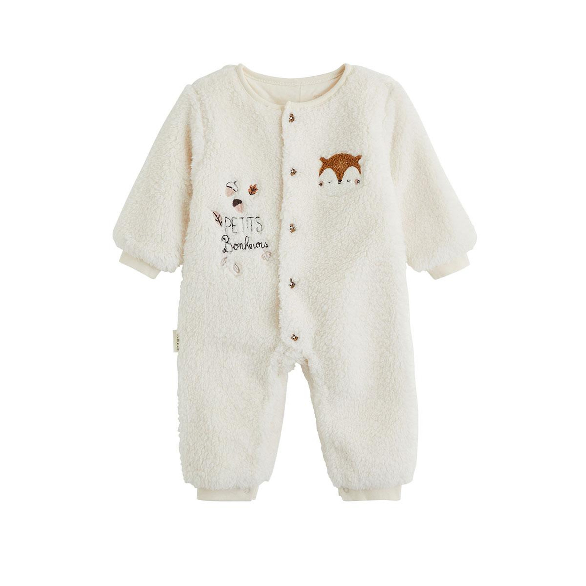 PETIT BEGUIN Surpyjama bébé en sherpa caramel. Coloris disponibles : Beige