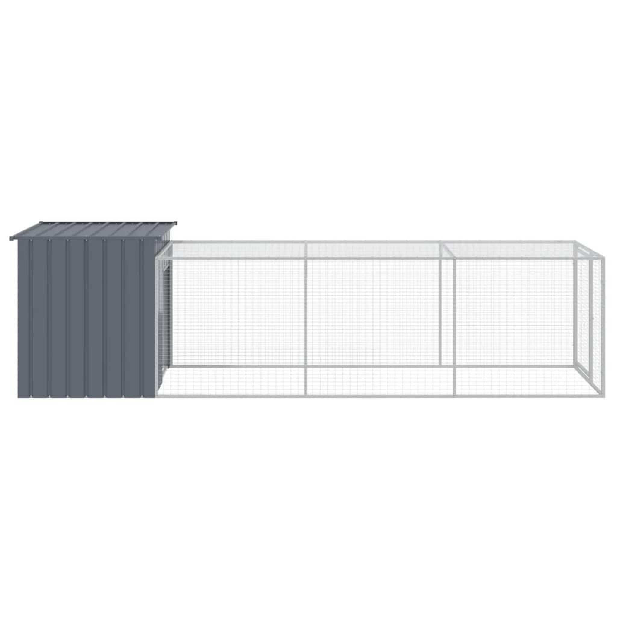 Voir la diapositive 4 : VIDAXL Poulailler avec cour anthracite 110x405x110 cm acier galvanise