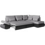 Voir la diapositive 3 : LOUNGITUDE Canapé d'angle réversible convertible SEVARA 4 places - PU et tissu Gris - Coffre de rangement - L267 x P200 x H90 cm