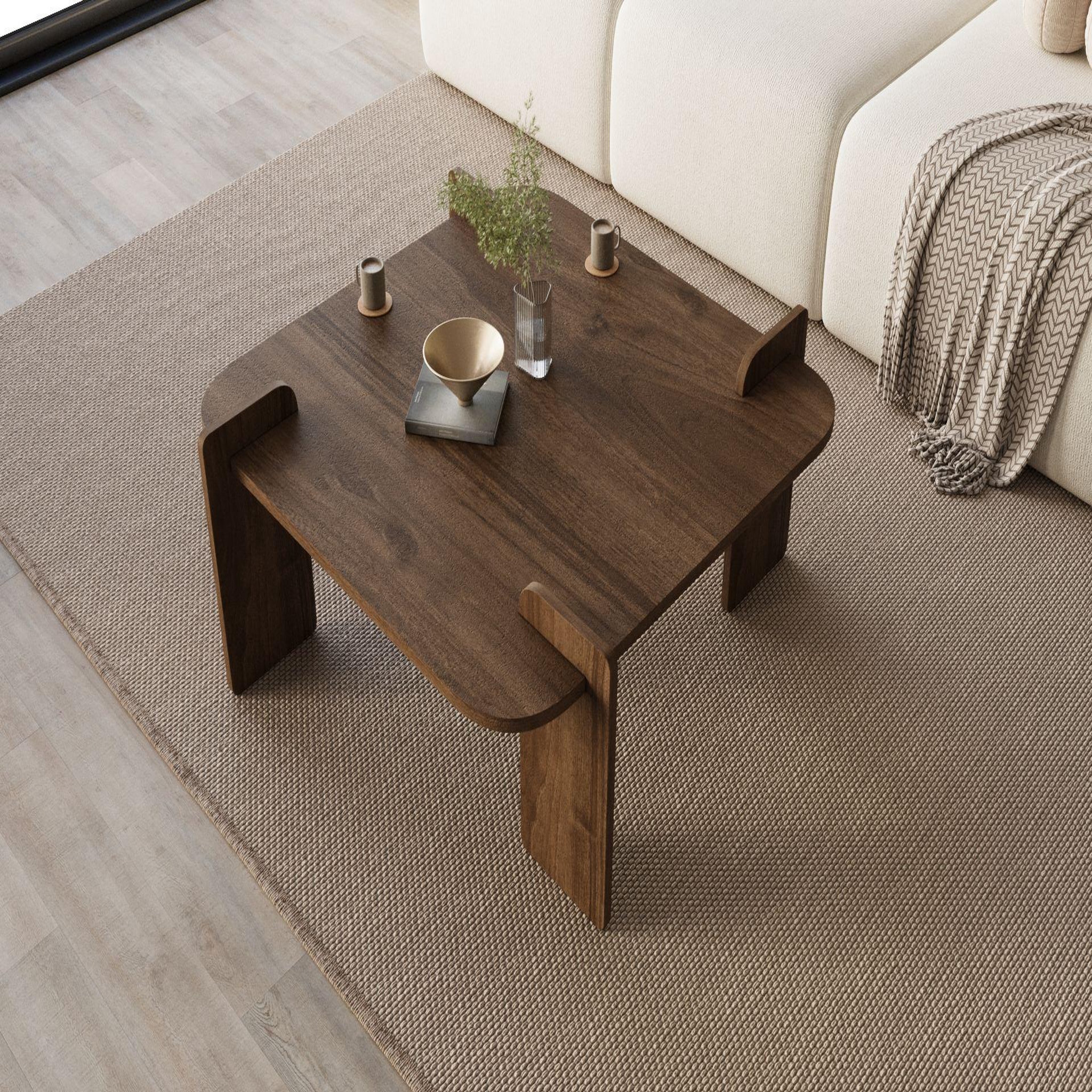 Voir la diapositive 4 : Habitat et Jardin Table basse en bois  woog  90 x 90 x 35 cm - noyer