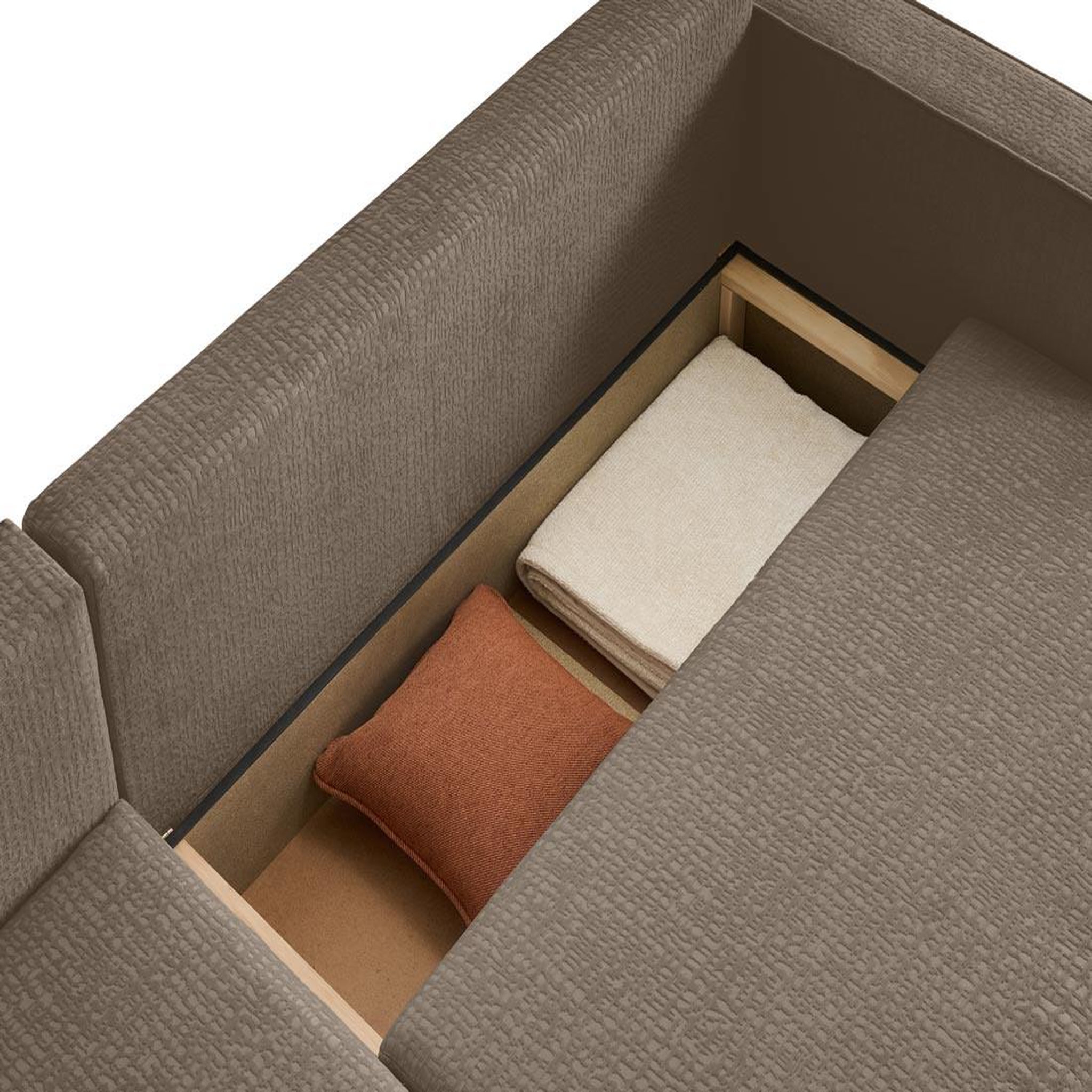 Voir la diapositive 5 : BEST MOBILIER Topaze - canapé d'angle réversible - 4 places - convertible avec coffre - en tissu velours relief
