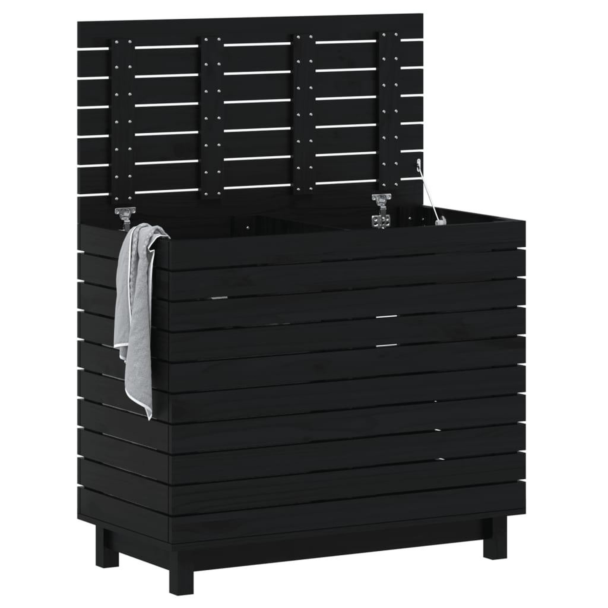 Voir la diapositive 3 : VIDAXL Panier a linge 88,5x44x76 cm bois massif de pin