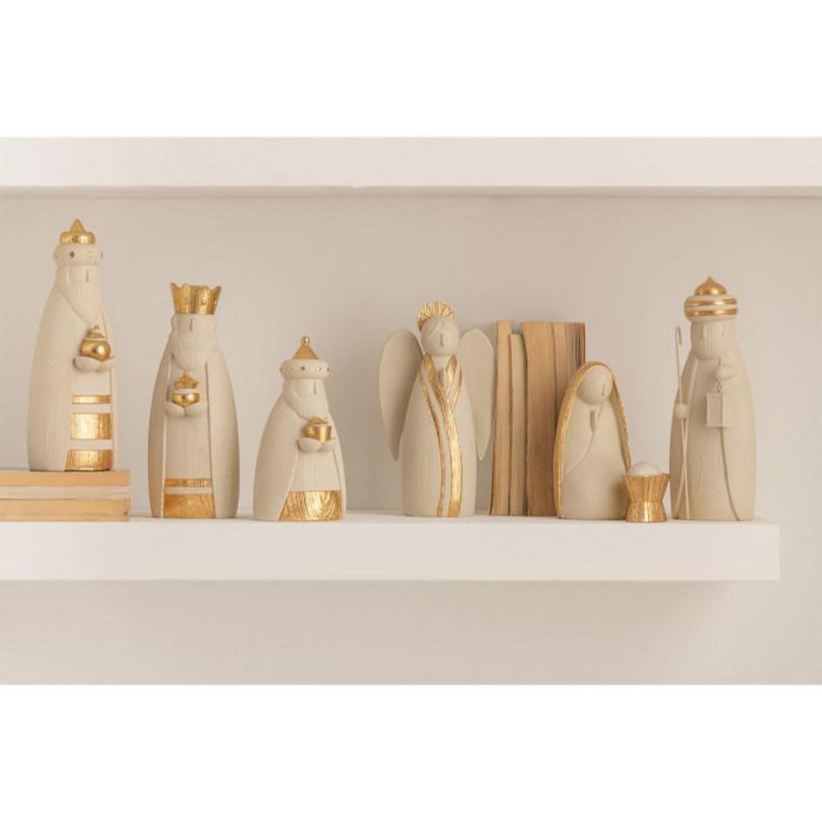 Paris Prix Crèche de Noël en Résine  7 Santons  22cm Or