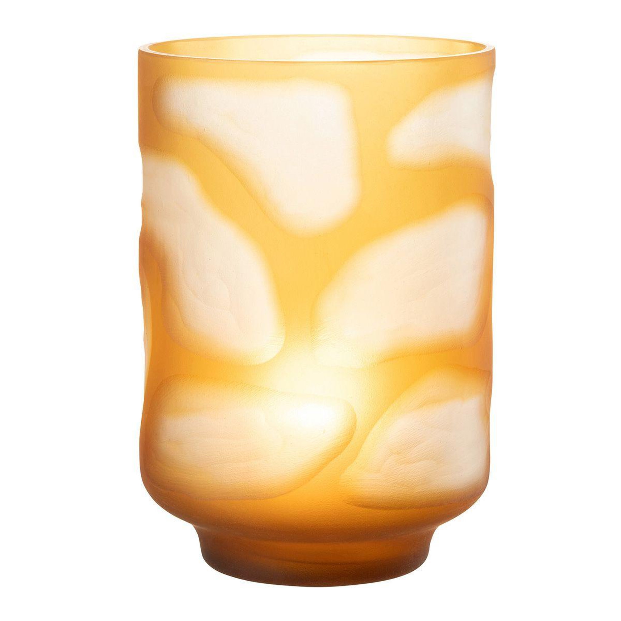 Voir la diapositive 2 : J-LINE Vase design en verre taches  hortense  26cm ocre