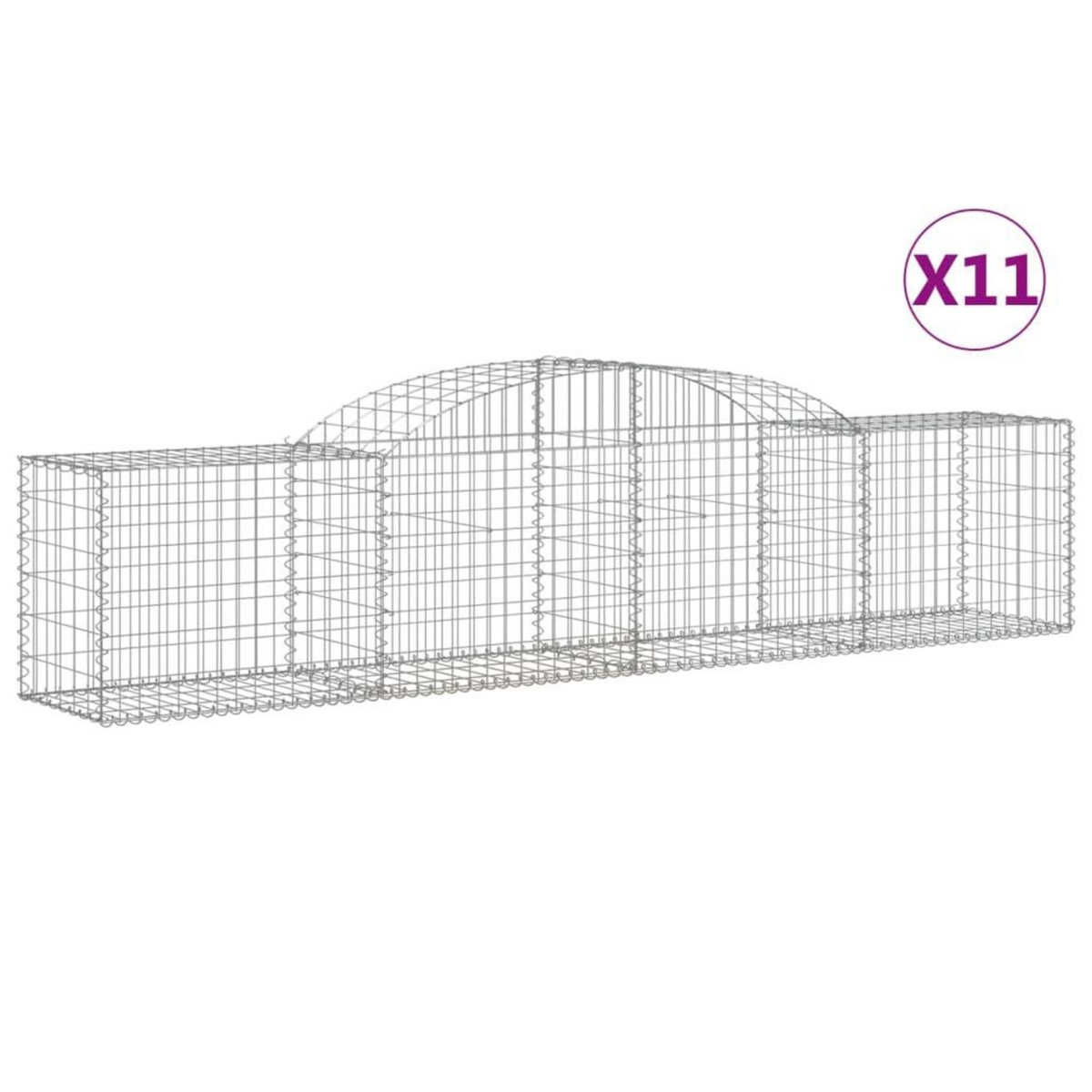 VIDAXL Paniers a gabions arques 11 pcs 300x50x60/80 cm fer galvanise