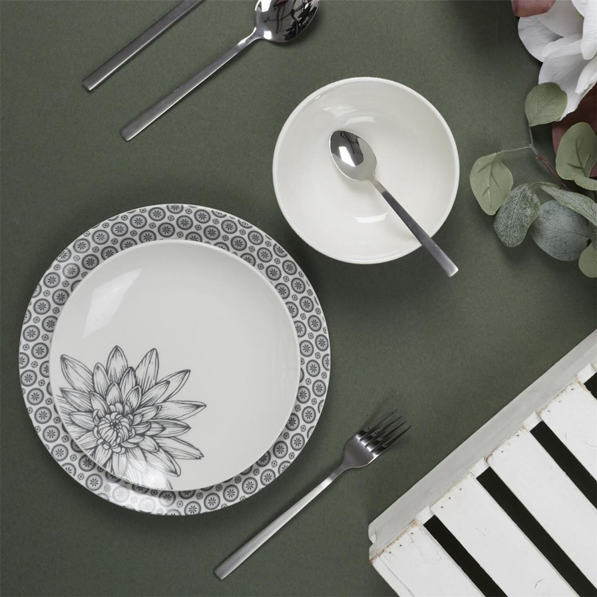 Paris Prix Lot de 6 Assiettes Plates  Cottage  25cm Gris