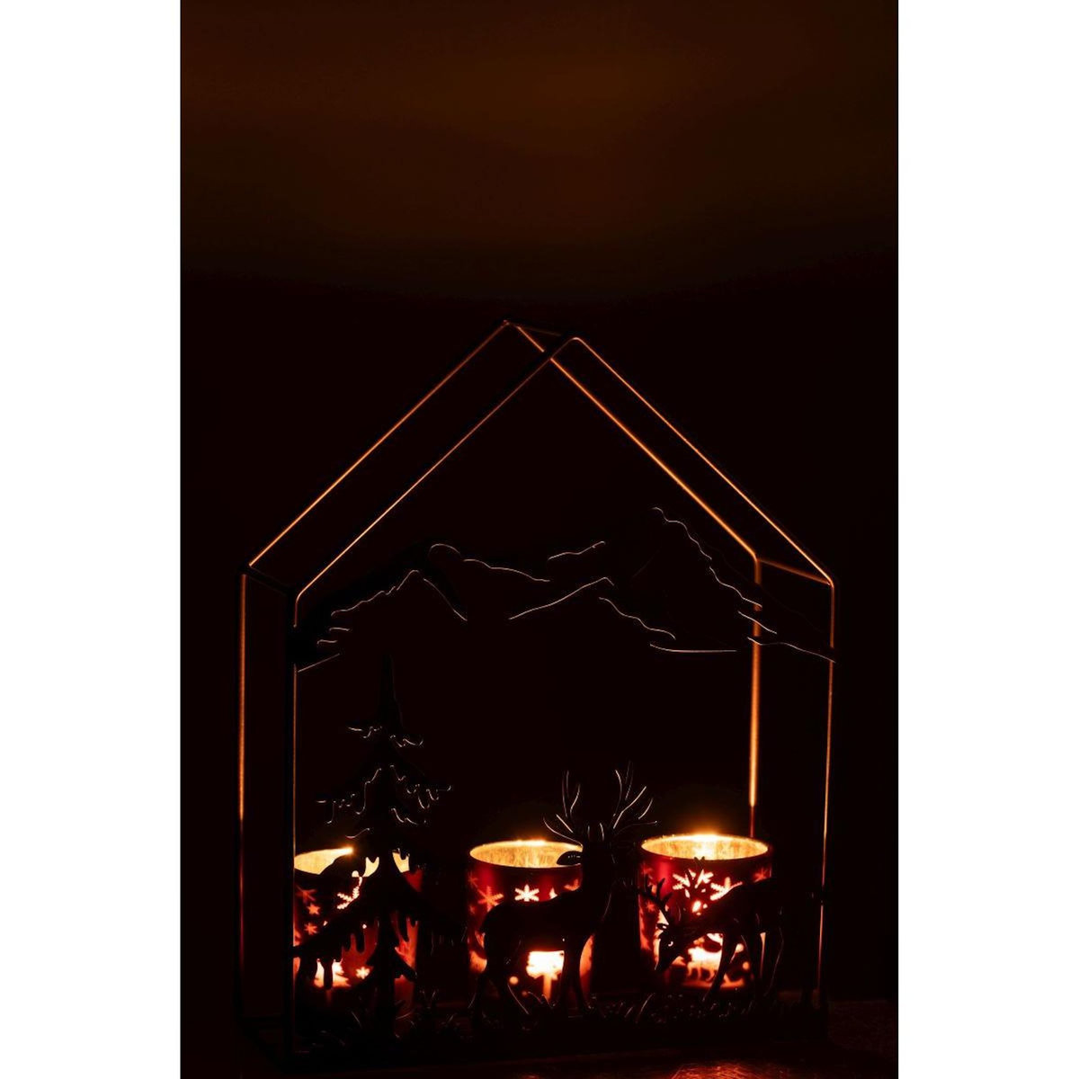 Paris Prix Photophore Maison en Métal  Chalet  29cm Marron