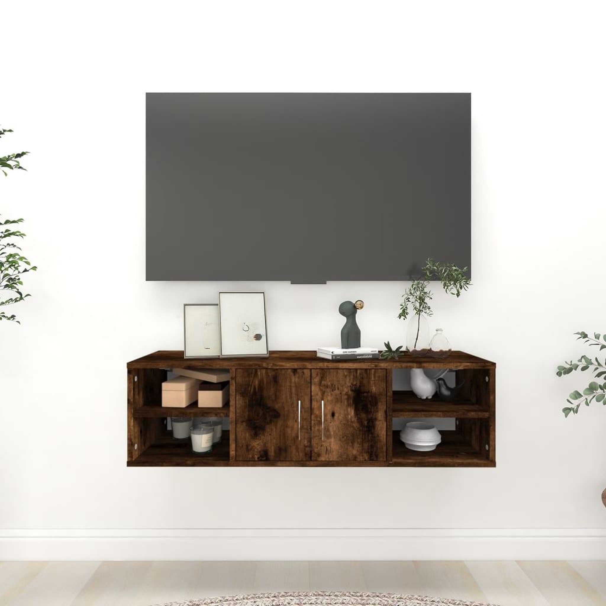 Voir la diapositive 1 : VIDAXL Etagere murale chene fume 102x30x29 cm bois d'ingenierie