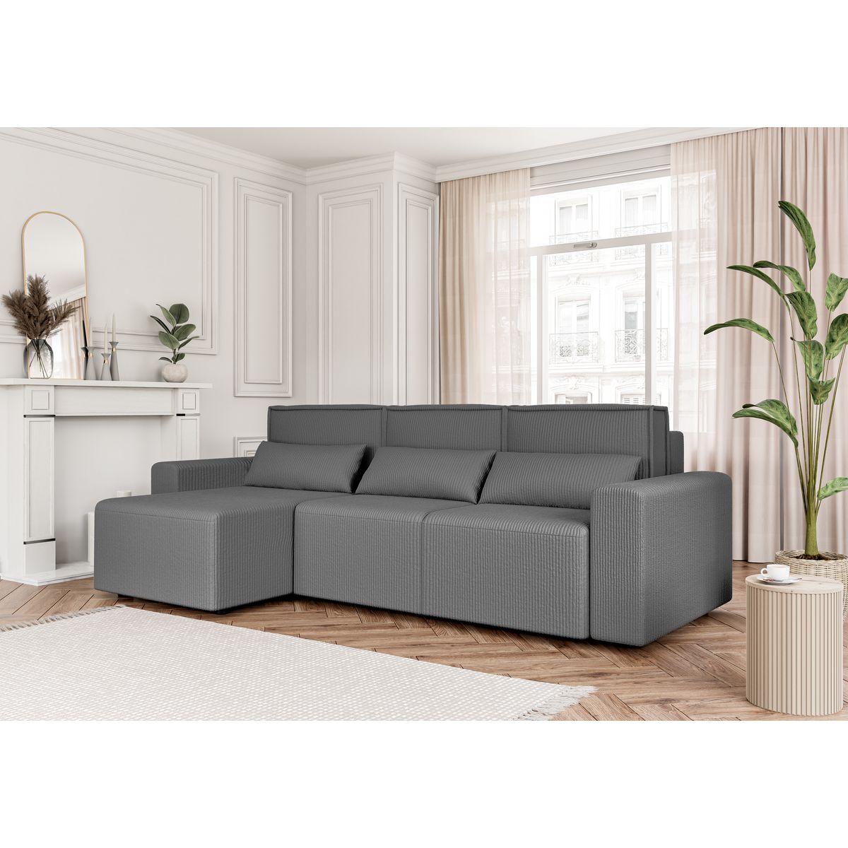 Canapé d'angle convertible et réversible velours côtelé JOY