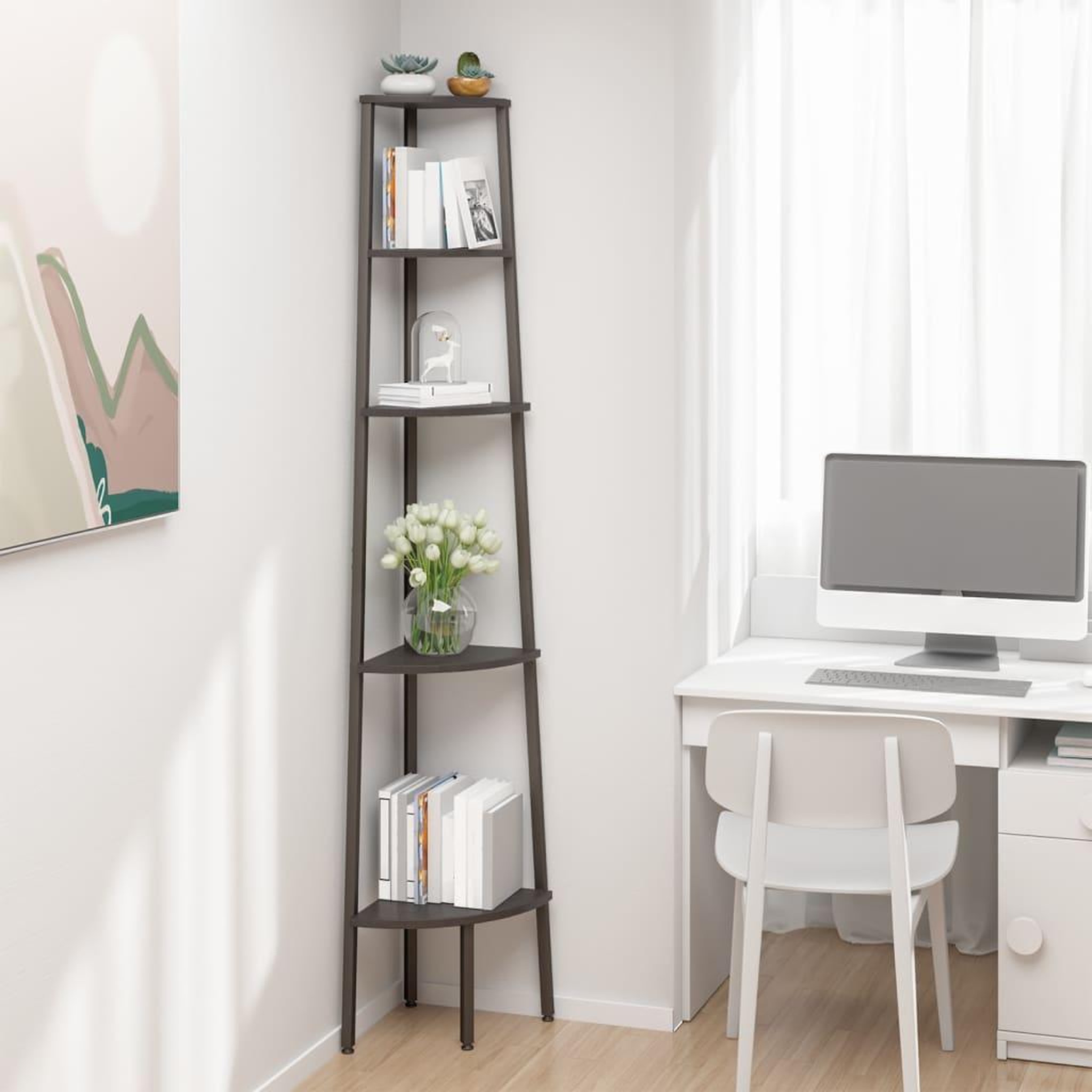 VIDAXL Etagere d'angle 5 niveaux Noir 45,5x31,5x180 cm