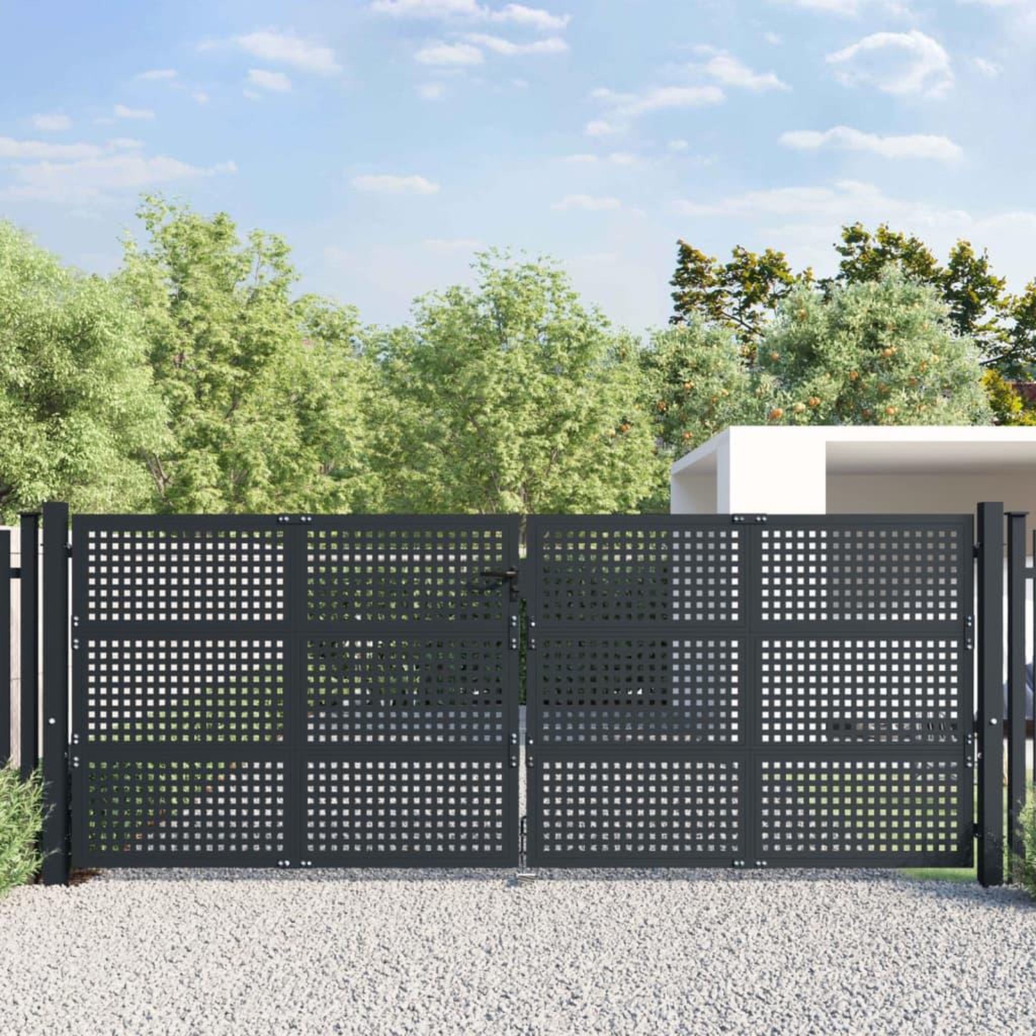 VIDAXL Portail de jardin anthracite 400x125 cm acier