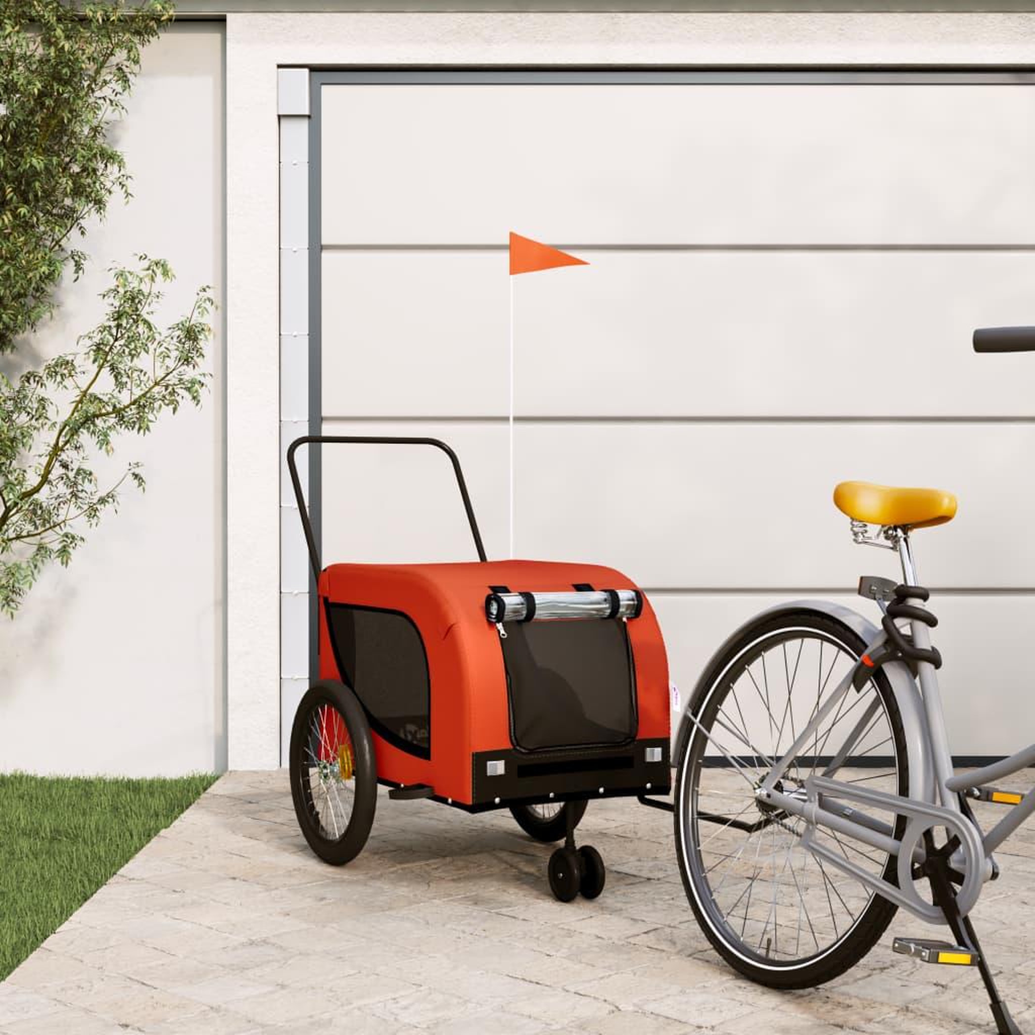 VIDAXL Remorque de velo pour animaux de compagnie orange et noir