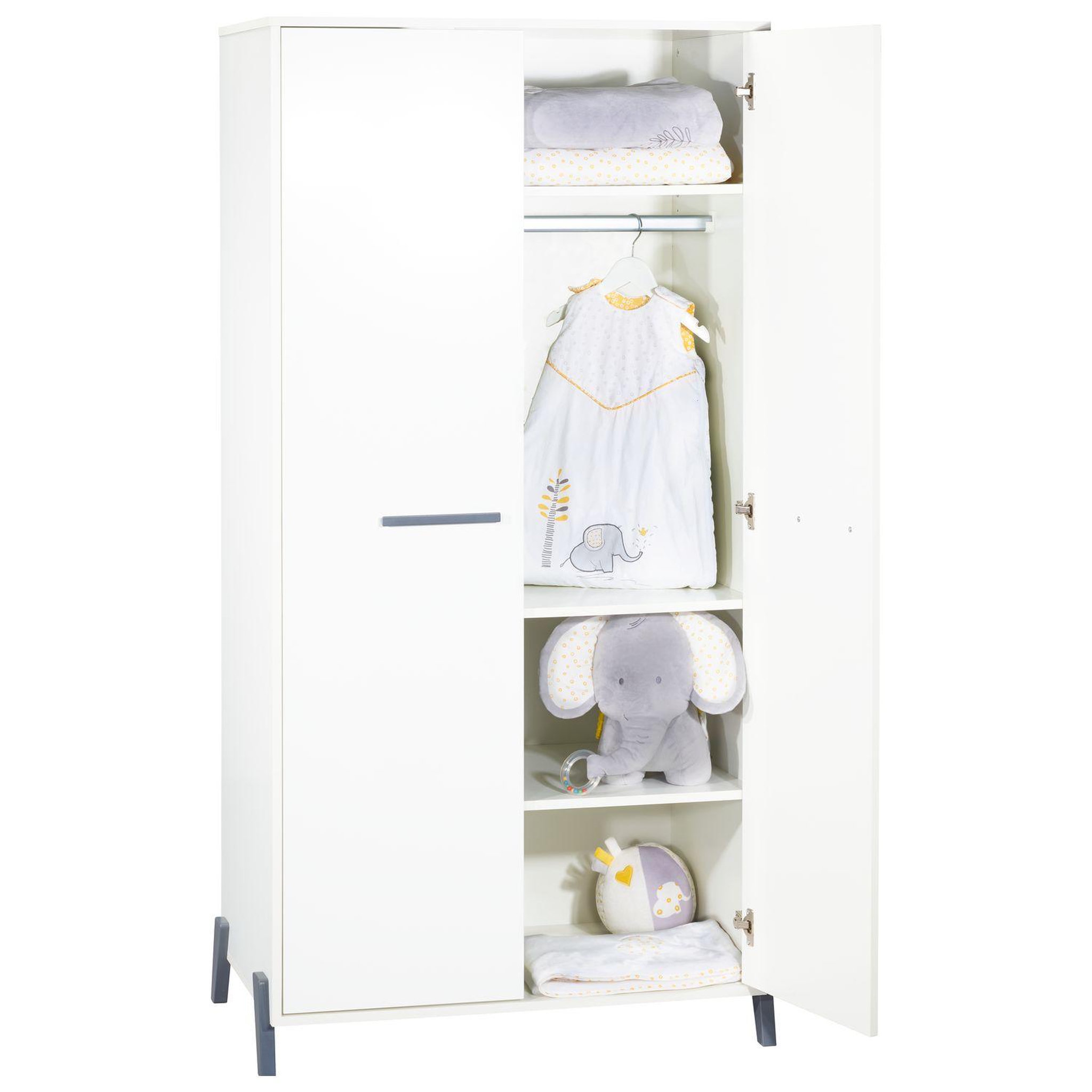 Voir la diapositive 2 : BABY PRICE Armoire bébé 2 portes JOY, coloris gris