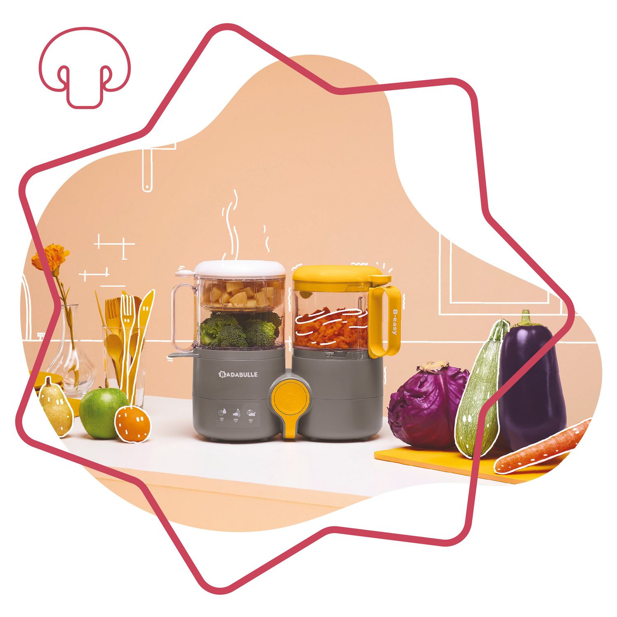 Voir la diapositive 7 : BADABULLE Robot Culinaire bébé 4 en 1 B-Easy 