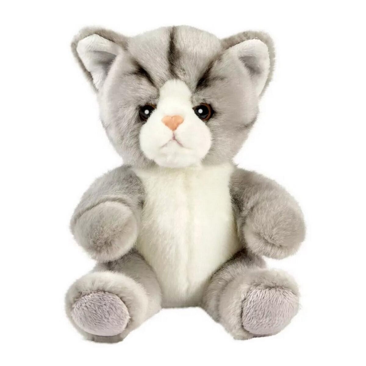 Anima Peluche chat gris et blanc Tetabizous - 17 cmH