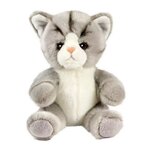 Anima Peluche chat gris et blanc Tetabizous - 17 cmH