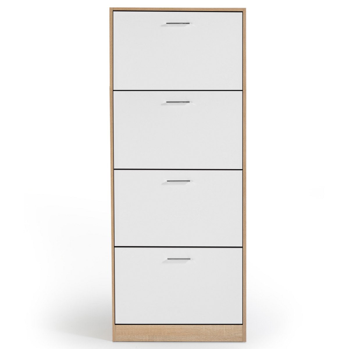 ID MARKET Meuble à chaussures 24 paires KLARK imitation hêtre 4 portes blanches