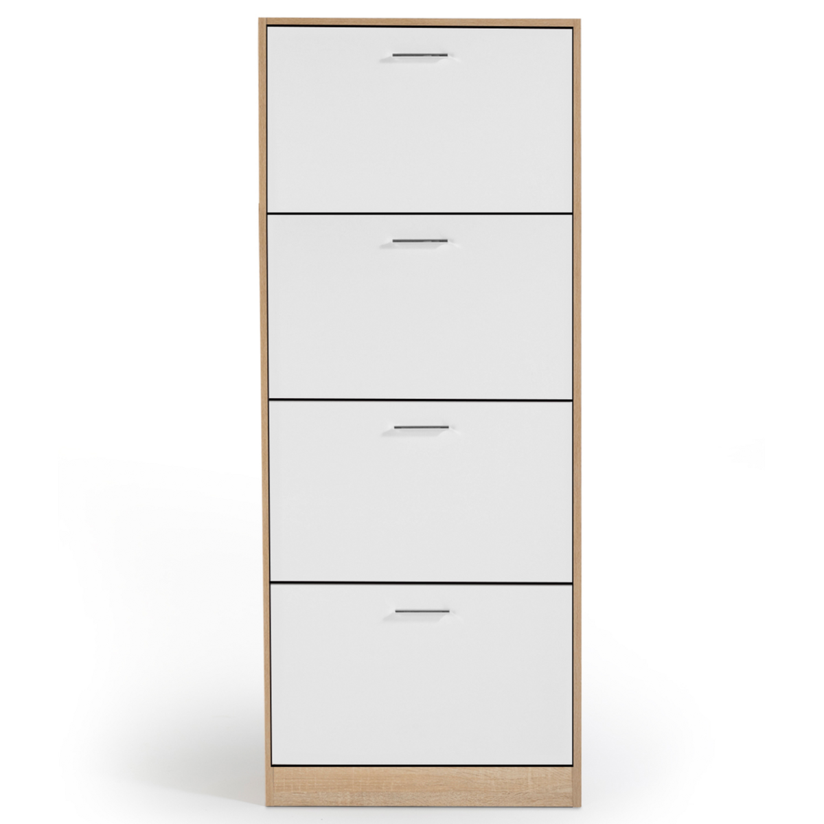 ID MARKET Meuble à chaussures 24 paires KLARK imitation hêtre 4 portes blanches