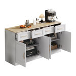 MERAX Buffet 4 porte(s) 4 tiroir(s) - 140 cm blanc panneaux de particules