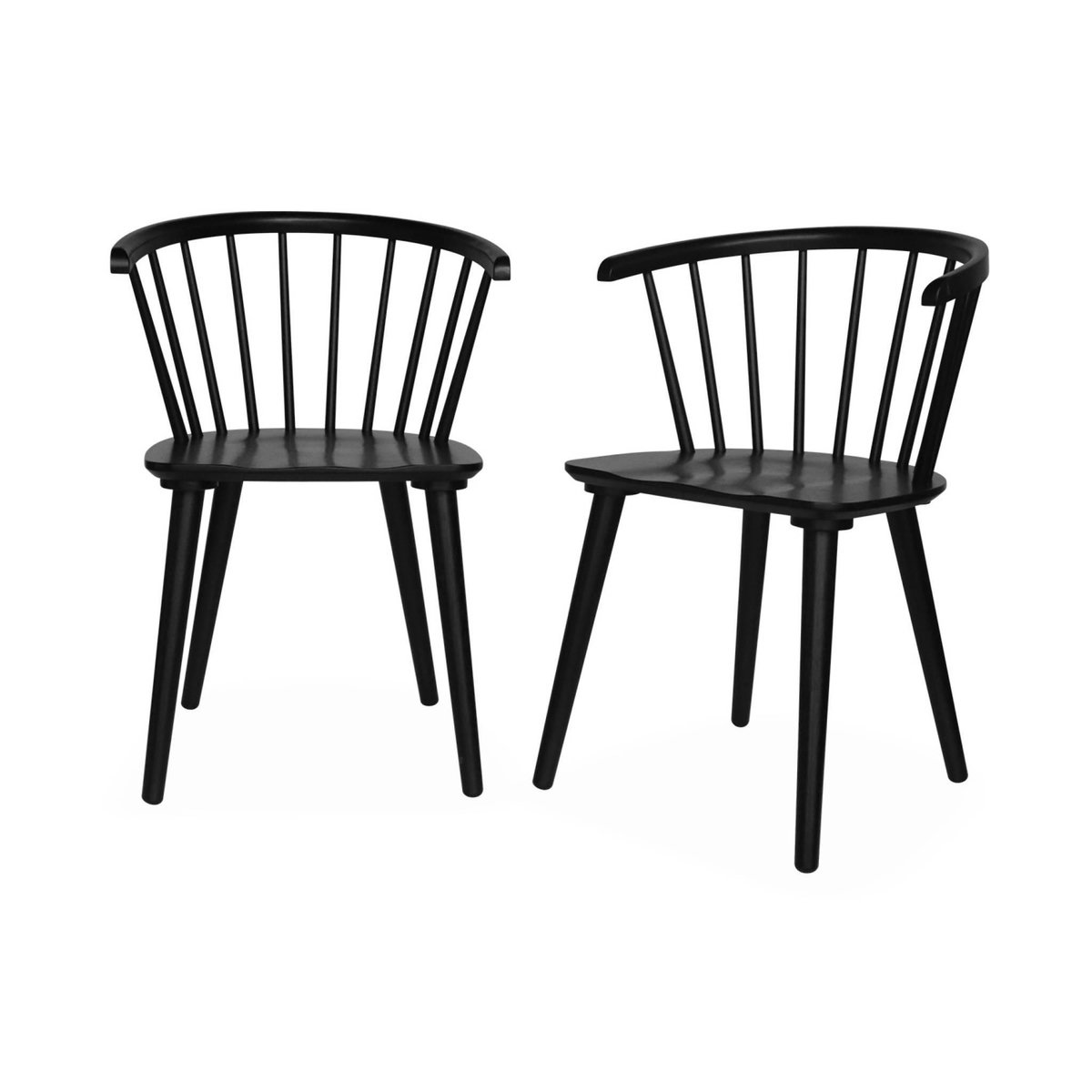 SWEEEK Lot de 2 chaises noires à barreaux en bois et contreplaqué. Paula. L 51 x P 53 x H 75cm