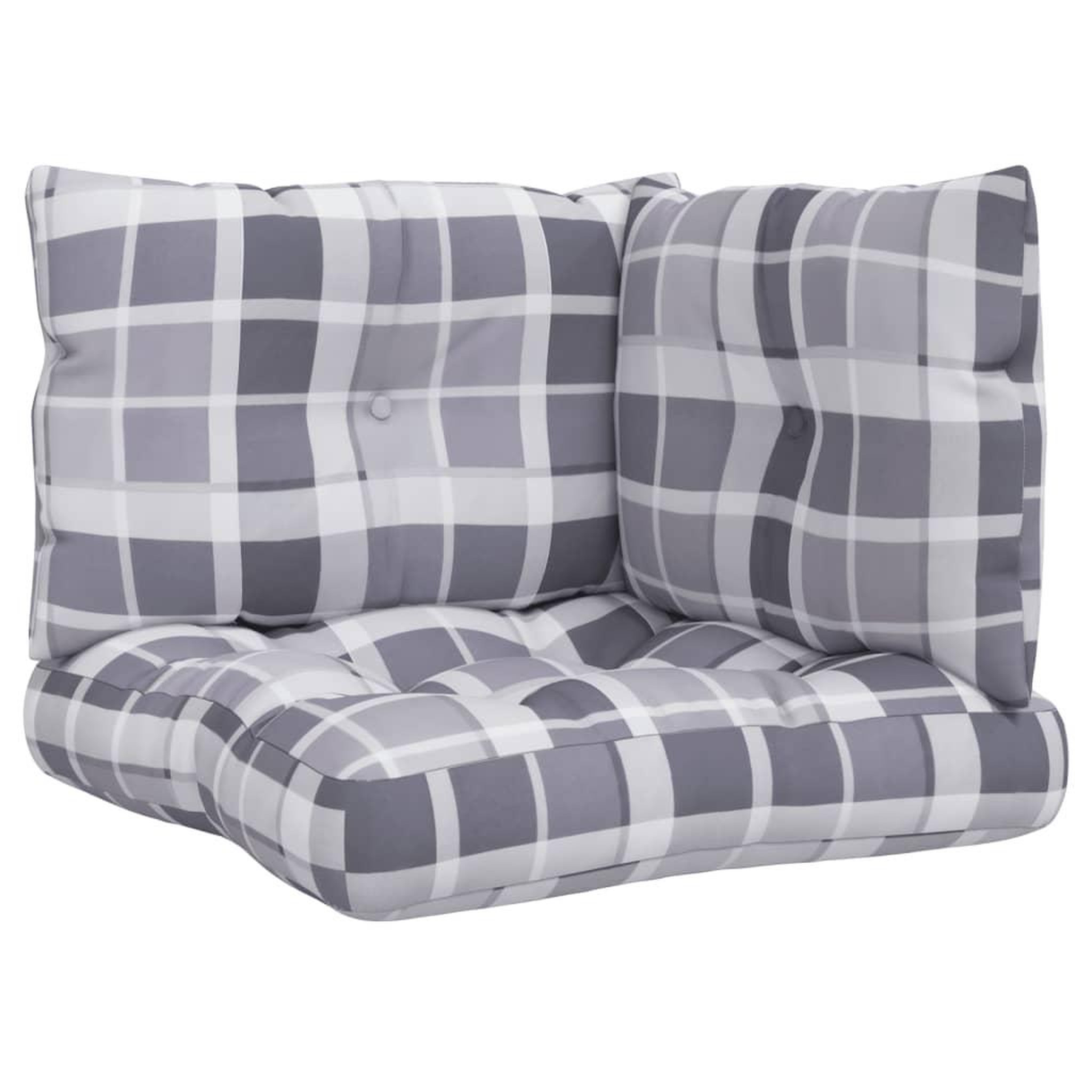 Voir la diapositive 2 : VIDAXL Coussins de palette lot de 3 motif a carreaux gris tissu
