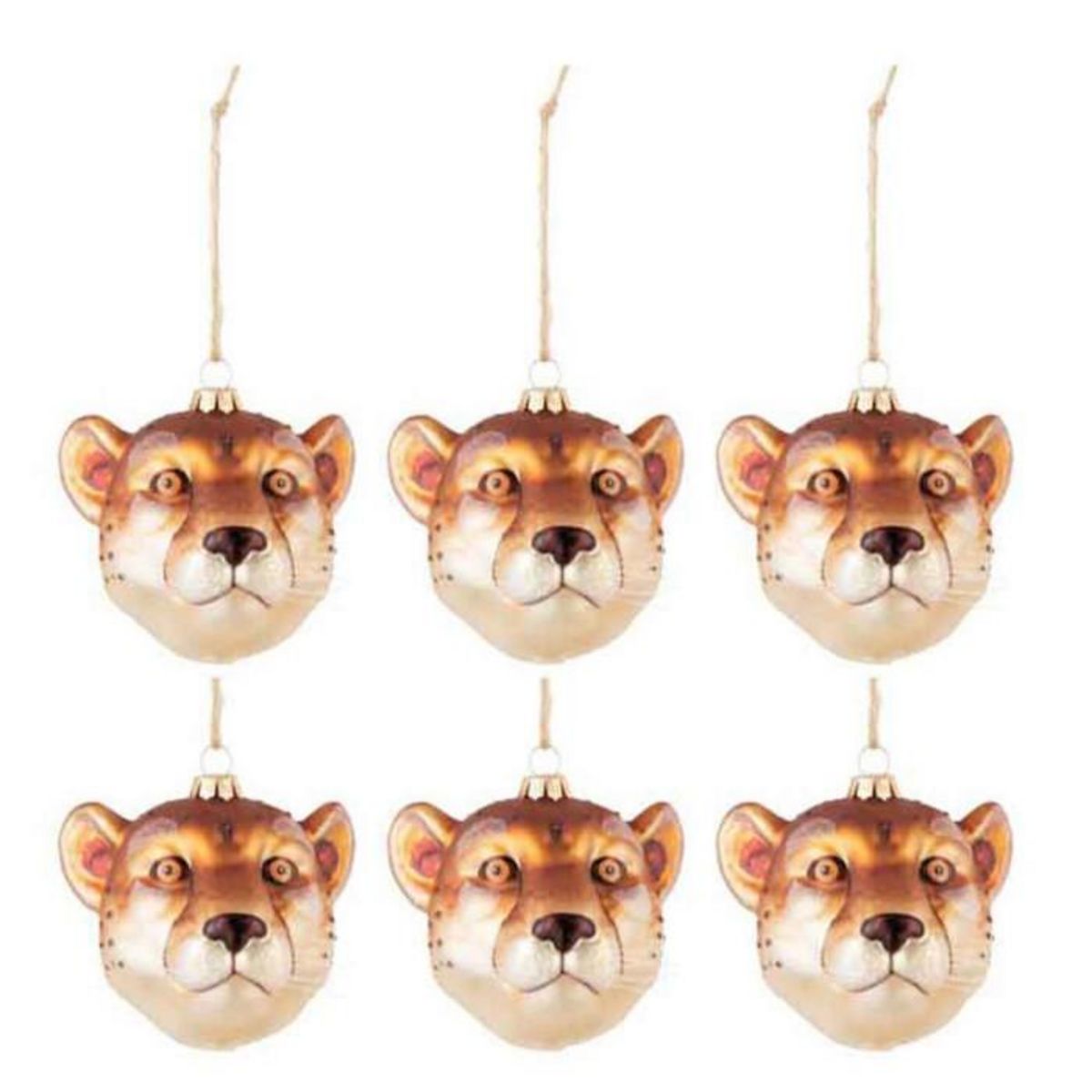 Paris Prix Lot de 6 Boules de Noël  Lion  10cm Marron