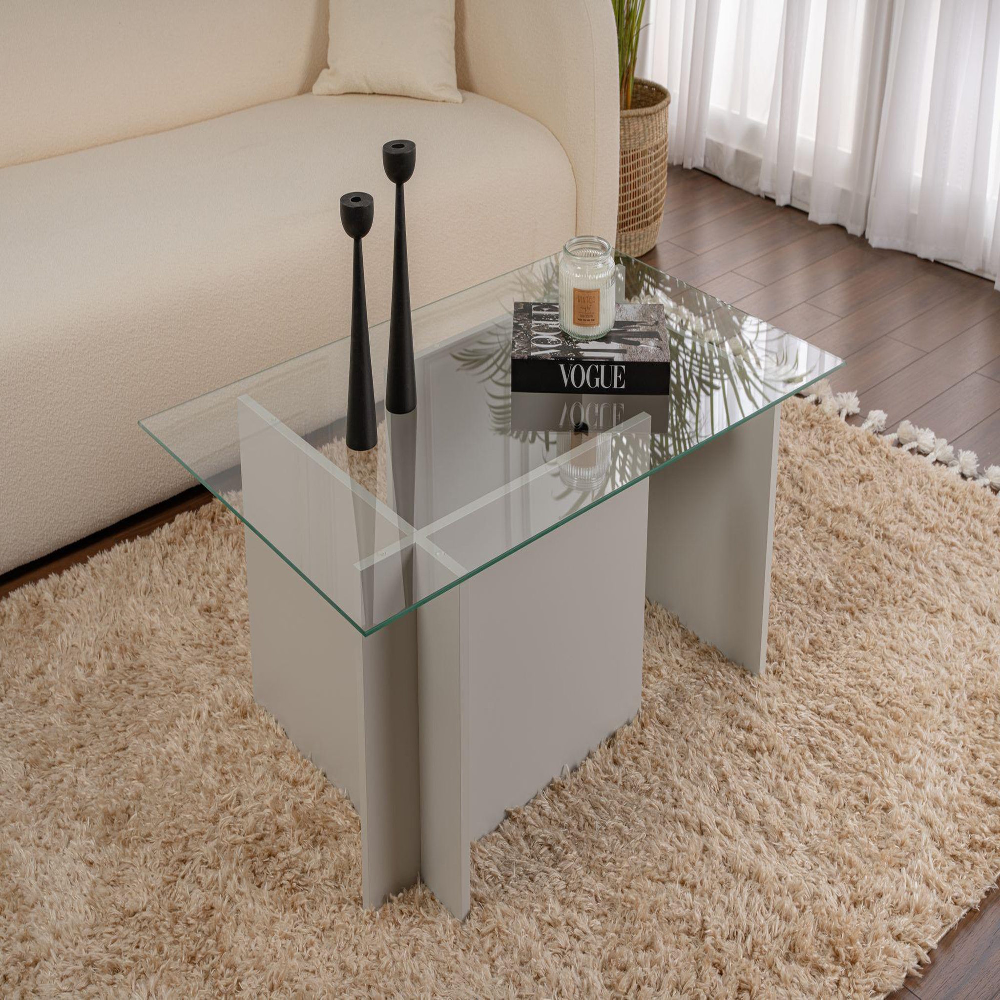 Voir la diapositive 2 : Habitat et Jardin Table basse en verre  vetrino  105 x 65 x 40 cm - gris