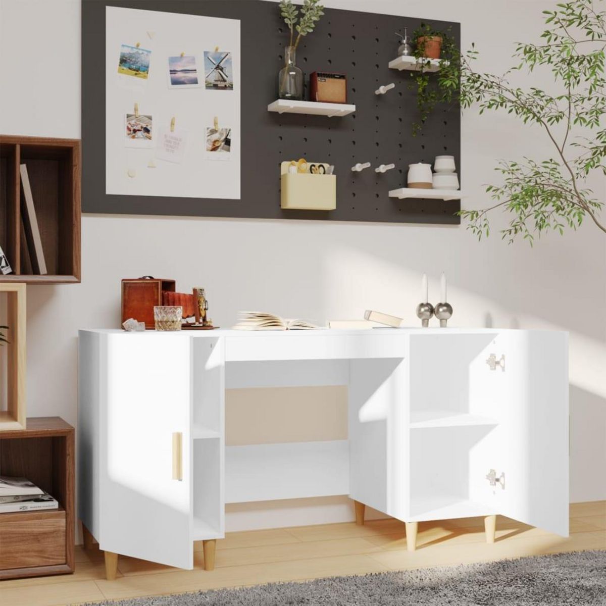 VIDAXL Bureau Blanc 140x50x75 cm Bois d'ingenierie