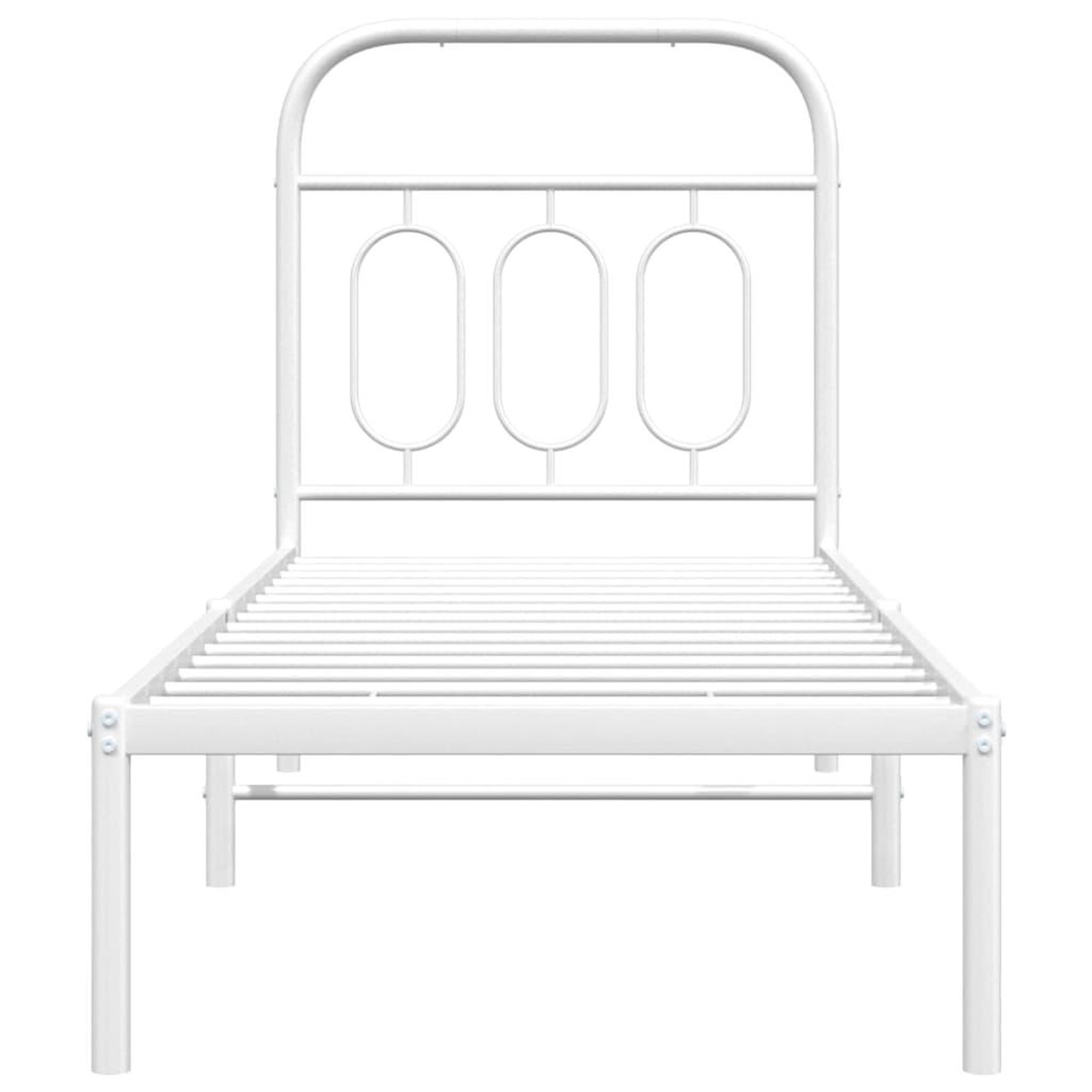 Voir la diapositive 4 : VIDAXL Cadre de lit metal sans matelas avec tete de lit blanc 75x190cm